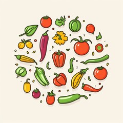 Poster - icon set vector vegetables image good for making presentations. generative AI