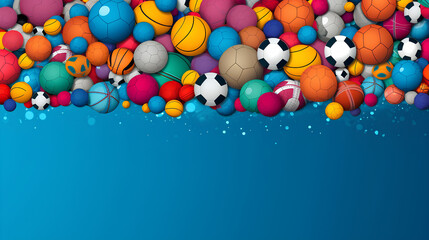 Poster - Active sports. Sports background with soccer balls in indigo color.