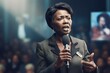 African female politician speaking during a political debate