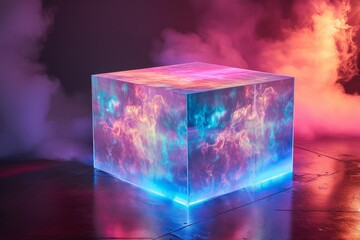 Poster - Square holographic fabric podium product presentation