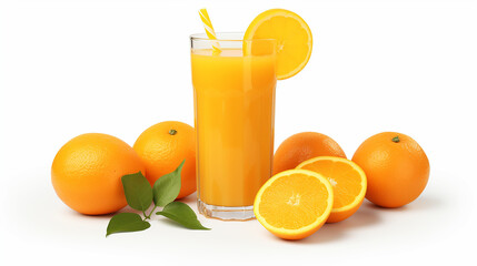 Wall Mural - fresh orange juice with fruits transparent background