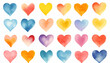 Watercolor hearts. Set of watercolor hearts.  illustration.