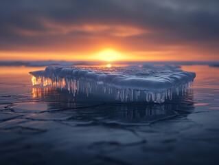 Wall Mural - Melting glaciers problem, illustration of global warming