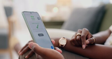 Aufkleber - hands, couple and phone with online shopping for food for click, choice or sale for lunch on sofa. p