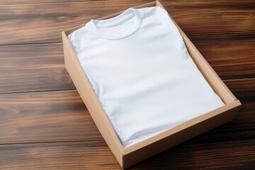 Wall Mural - white t shirt mockup. plain white t-shirt neatly in the box