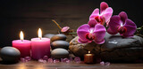 Fototapeta Kwiaty - beautiful spa table with flowers and towels, candles