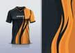 Sport jersey template mockup curve design for football soccer, racing, running, e sports, orange color