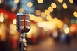 Metal microphone on blurred background - close-up shot ideal for concert and performance events