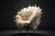 Modern chair designed with fluffy feathers. Luxurious lounge plumage soft seat. Generate ai