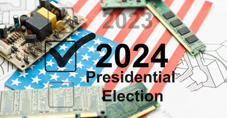 Wall Mural - 2024 Vote, Presidential Race and Election, Money and Text.