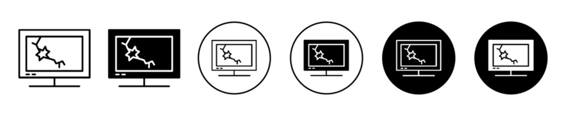 Poster - Broken tv screen vector icon set collection. Broken tv screen Outline flat Icon.