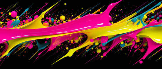 Canvas Print - Explosive Neon Paint Splatter.