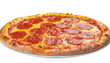 © shabbir - Pepperoni pizza isolated on a transparent background. Top view.