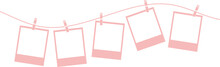 Hanging Pictured Frames, Cute Pastel Pink Clip Art, Isolated