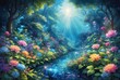 In this captivating watercolor painting, an augmented electrifying digital garden comes to life with vibrant colors and ethereal beauty.