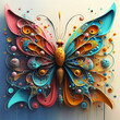 A Beautiful butterfly with 16 color combination and a man, painting, 3d render, illustration, conceptual art, graffiti, Ai generative 