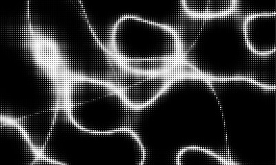 Aufkleber - Monochrome gradient halftone dots background. Vector illustration. Abstract grunge dots on black background