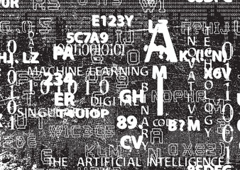 Fototapete - Big data futuristic design .Overlay texture. Digital visualization . Particles stream . Binary background . Technology information concept . Vector