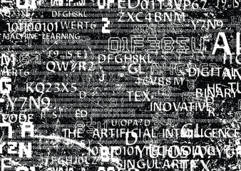 Fototapete - Big data futuristic design .Overlay texture. Digital visualization . Particles stream . Binary background . Technology information concept . Vector