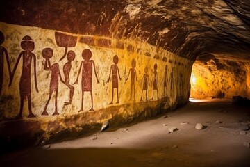 Canvas Print - ancient cave with ancient Design 