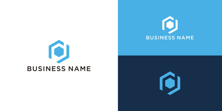 Initial letters CJ hexagon box shape logo