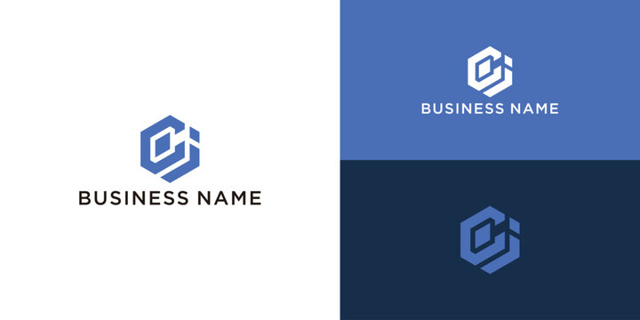 Initial letters CJ hexagon box shape logo