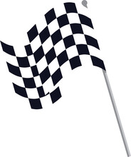 Checkered Flag Waving In The Wind, Flat Vector Icon