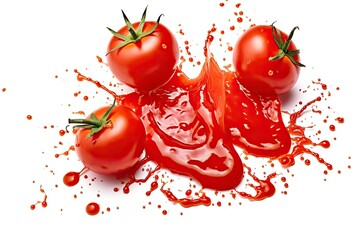 Wall Mural - Tomato sauce on white background
