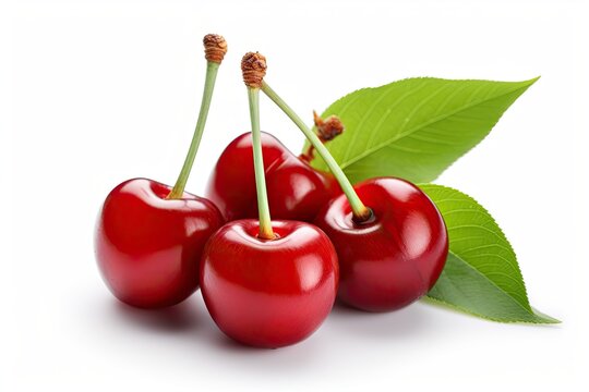Fresh cherry isolated on white background with clipping path