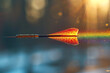 © Natalia - An image of a dart with a tail of rainbow light, as if moving at high speed,