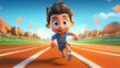 runner is running at race track cartoon