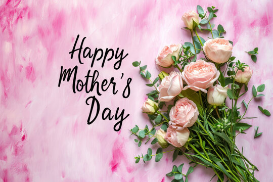 Mother's Day card in pink and white colors, floral motifs, as a gift