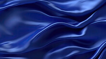 Blue Silk Background,navy Blue Satin Cloth Background On Dark Blue Background, Blue 3D Plain Cloth With Wrinkles