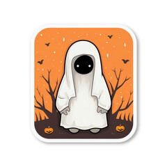 Minimalist cute halloween cartoon sticker flat design isolated on a white background