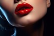 © Murda - The central focus is on a pair of lips adorned with vibrant red lipstick.