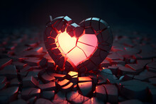 Glowing Heart With Broken Hearts
