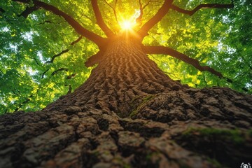 Sticker - sunlight shines through branches on a green tree