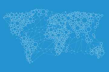 Poster - Abstract world map with circles. Vector illustration