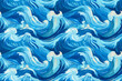 blue oceans, swirling water, swell or wave. colorful turbulence, environmental awareness, freehand painting. sea abstract background, stormy seascapes. sky-blue and navy. seamless pattern.