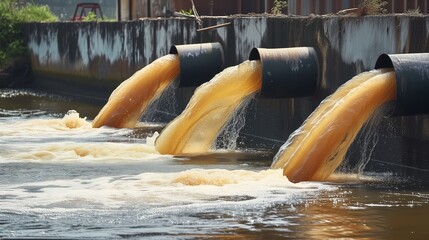 Wall Mural - an industrial waste concept depicting the environmental issue of pollution, with untreated sewage wa