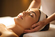 © Possibility Pages - beautiful woman getting a facial massage, in the style of shaped canvas, soft, spa, wellness, skincare,