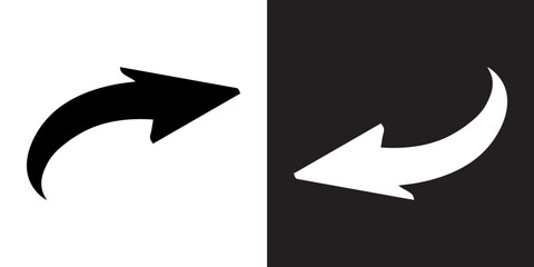 Poster - Curved arrow icon vector. Arrow pointer icon sign symbol in trendy flat style. Arrow right left vector icon illustration isolated on white and black background