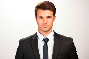 Portrait of a young business man, isolated on white background.