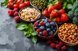 background of fruits, vegetables, healthy food