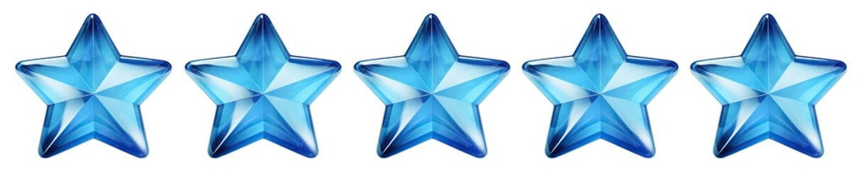 Wall Mural - five blue stars for product rating reviews for websites and mobile applications, cut out