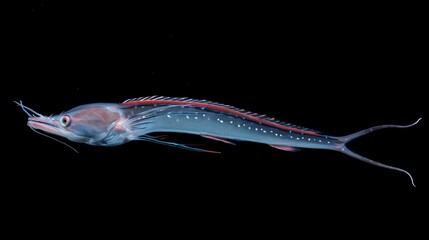 Wall Mural - Oarfish in the solid black background