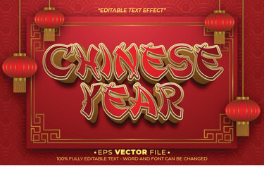 Poster - Happy Chinese New Year text effect editable vector
