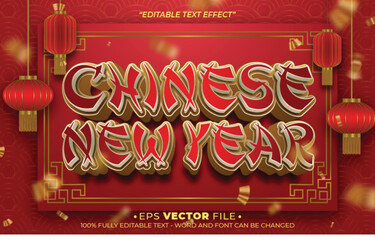 Poster - Happy Chinese New Year text effect editable vector