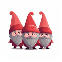 Wall Mural - lovely valentine illustrations of gnomes with red outfits love greeting cards with white backgrounds