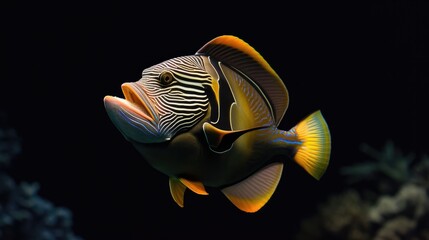 Sticker - Picasso Triggerfish in the solid black background